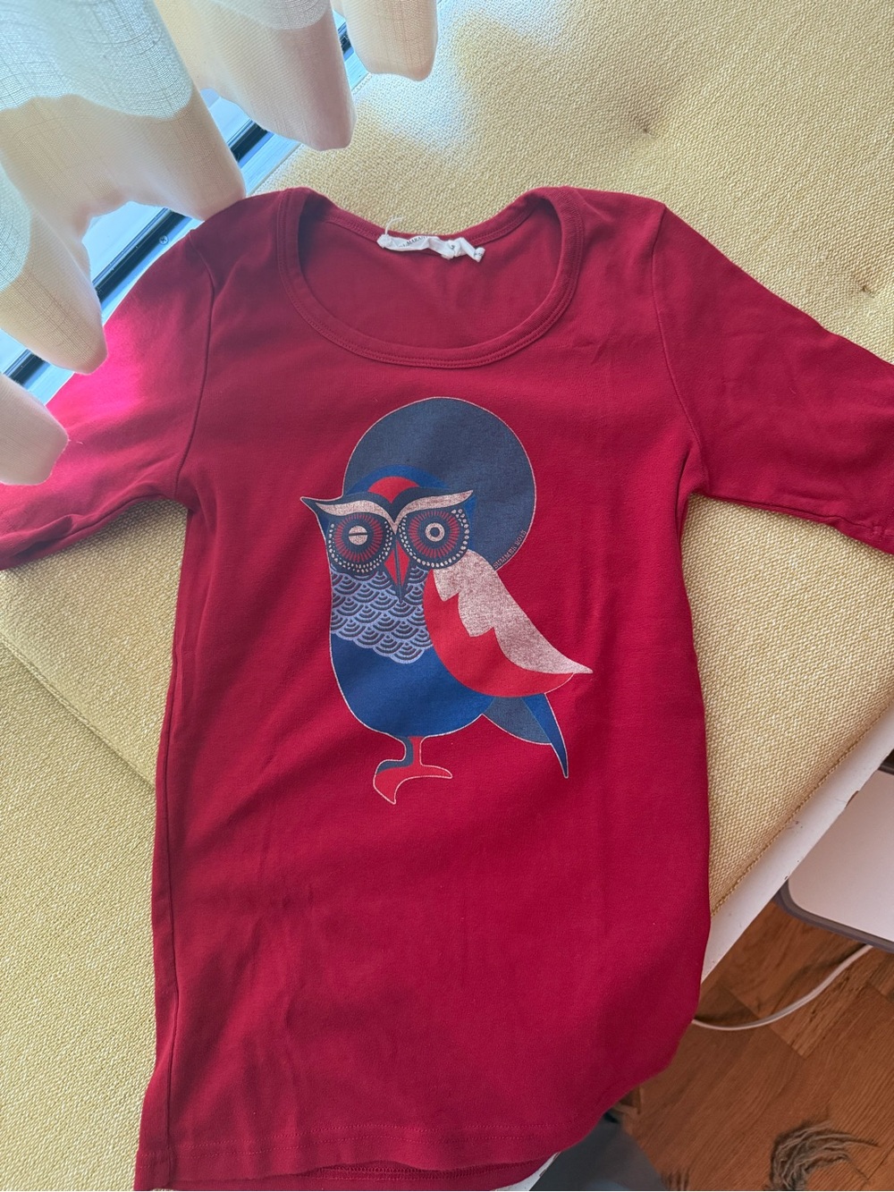 Vintage Isabel Marant Etoile 3/4 Sleeve graphic  Tee with Owl